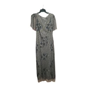 Adrianna Papell Gray Beaded Maxi Dress